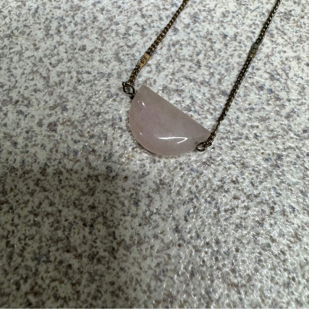 Pink half moon stone necklace